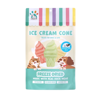 Singapaw Pet Treat Freeze Dried Ice Cream Cone Lactose-Free Milk 48g (2 packs)